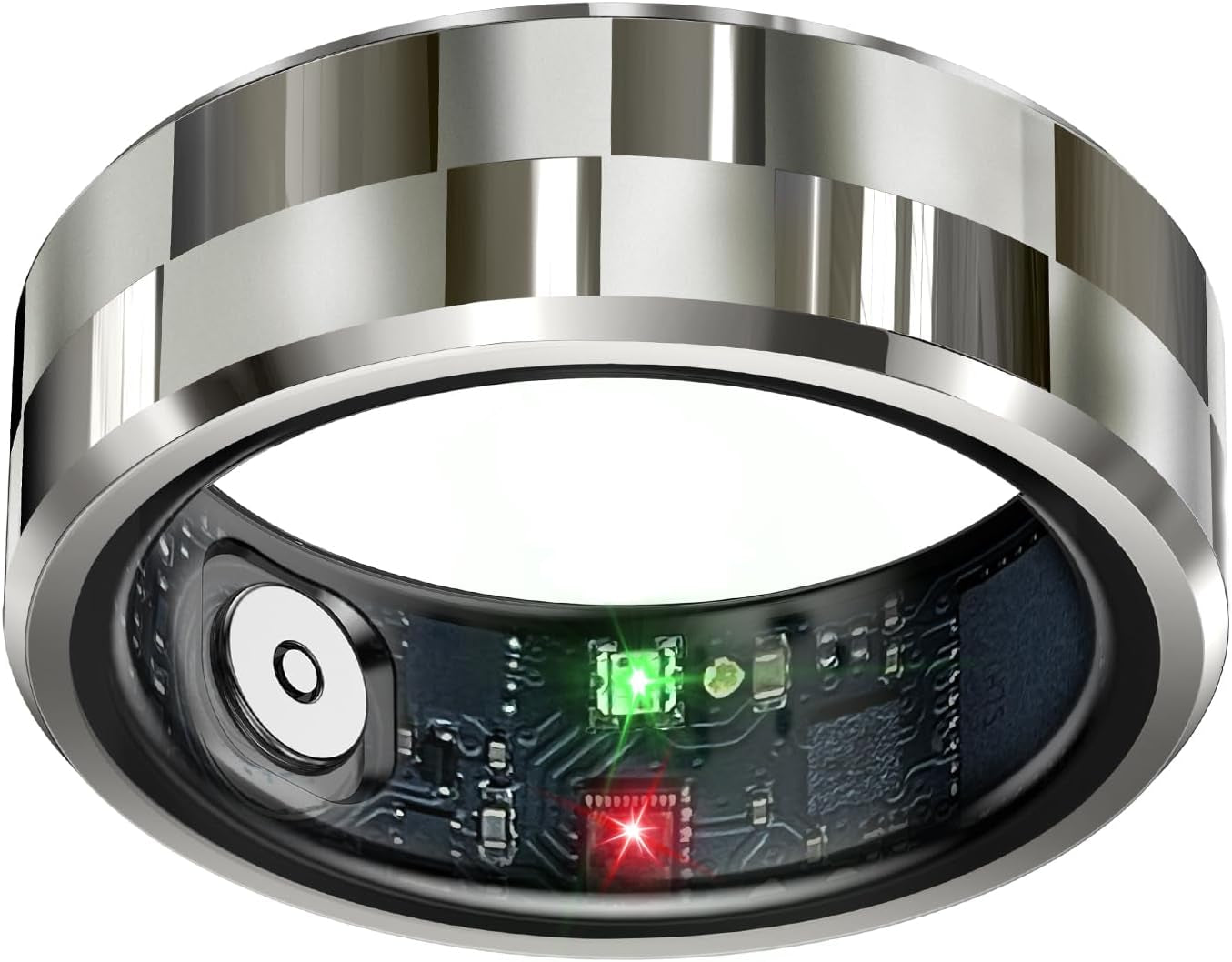 Stylish Smart Ring Health Tracker - Waterproof Fitness & Sleep Monitor with Heart Rate, Activity Tracking, Air Gestures, 7-Day Battery for iOS & Android (Silver #8)